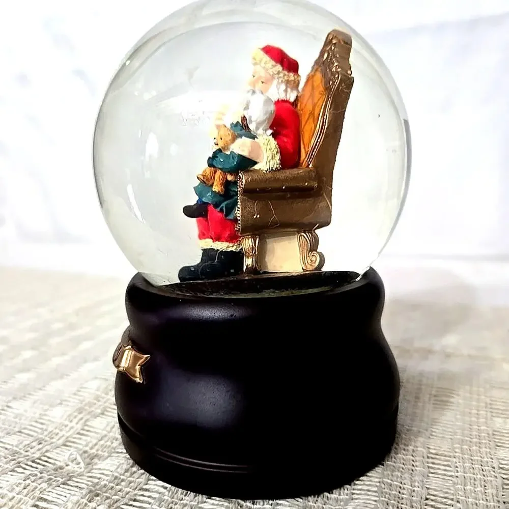 Threshold 2010 Snow Globe Sitting with Santa Musical 